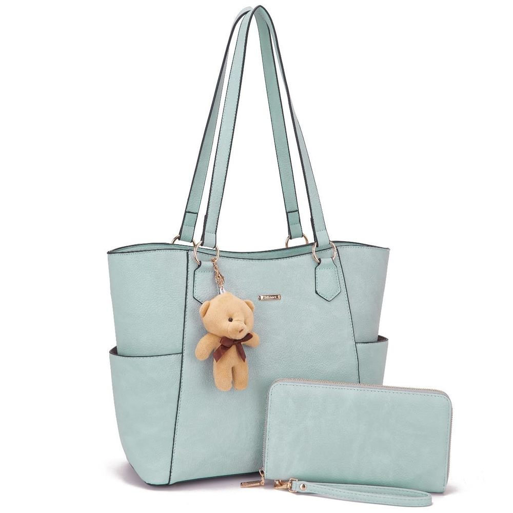 Elegant Bag Bag And Card Case Combo For Satchel Handbags Synthetic Textured St